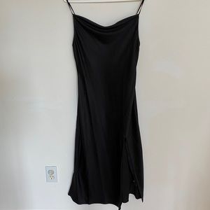 Black cowl neck maxi slip dress